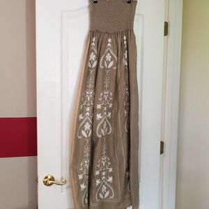 Embroidered Strapless Maxi Dress